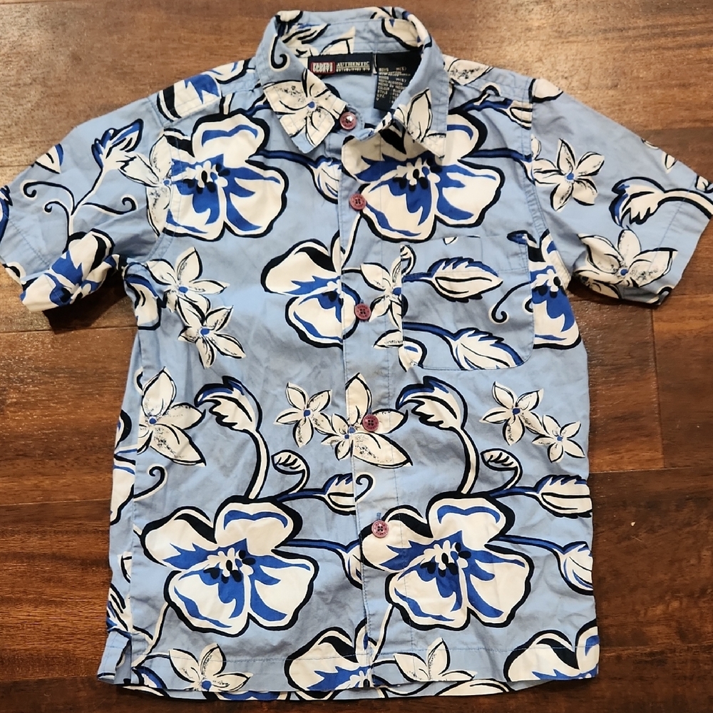 Faded Glory,5T, Blue and White Floral Shirt